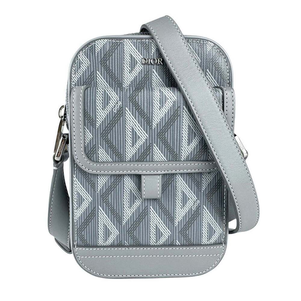 CHRISTIAN DIOR Gray Diamond Leather Shoulder Bag